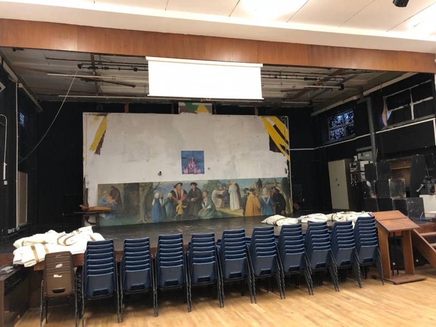 School Hall & Stage Curtains - Nuneaton - Hall Stage - before