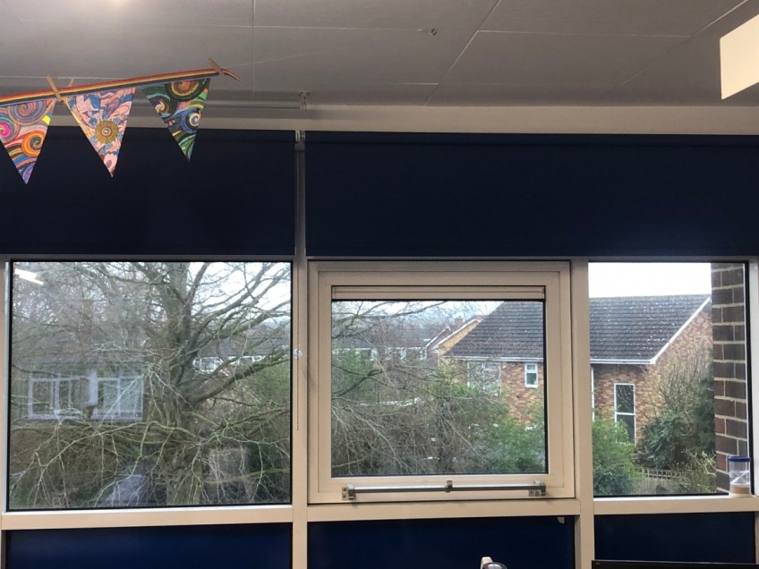 Junior School Replacement Blinds - Bristol - After: New Dim out Roller Blinds installed throughout