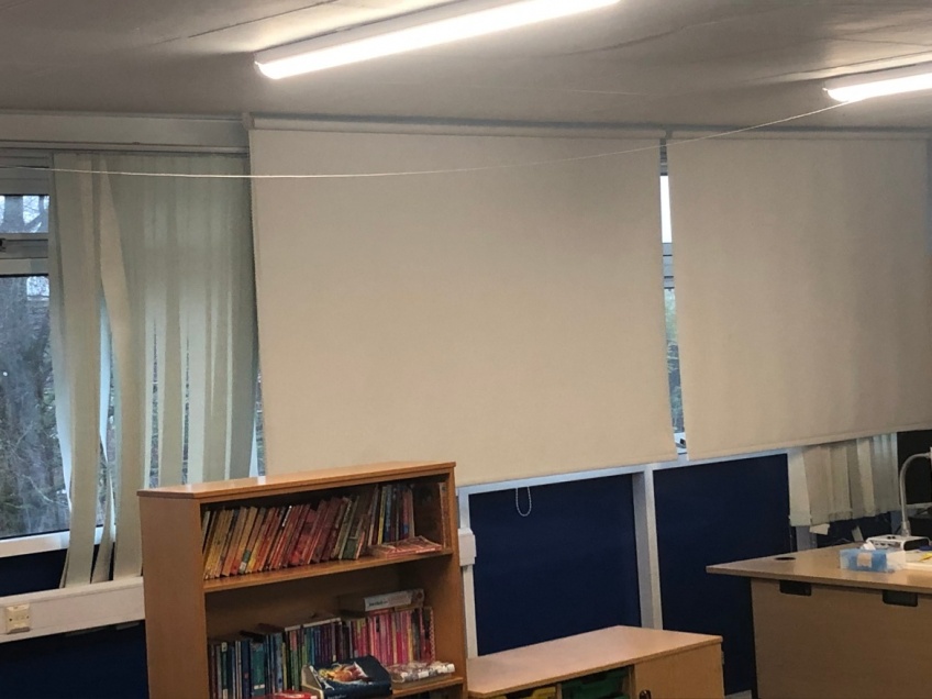 Junior School Replacement Blinds - Bristol - Before: Whiteboards difficult to see