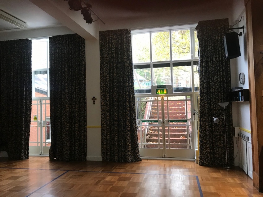 School Hall & Stage Curtains - Hampstead - Before: Hall