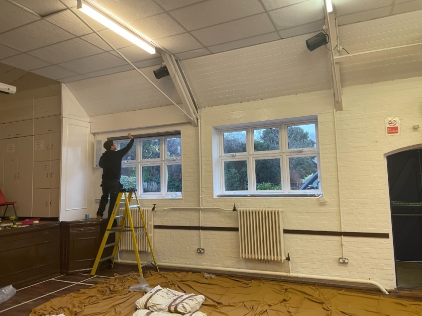 Village Hall Curtains & Blinds - Dorking - Blind installation