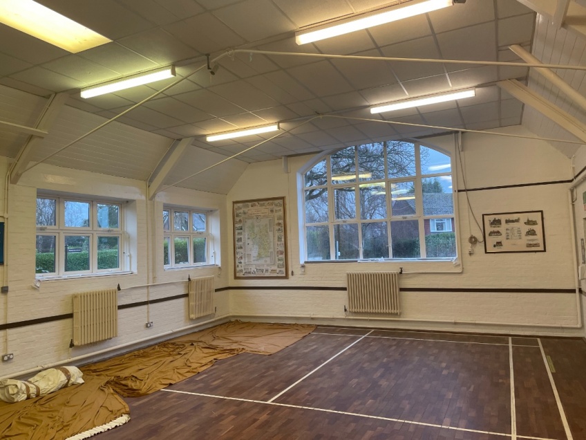 Village Hall Curtains & Blinds - Dorking - Before