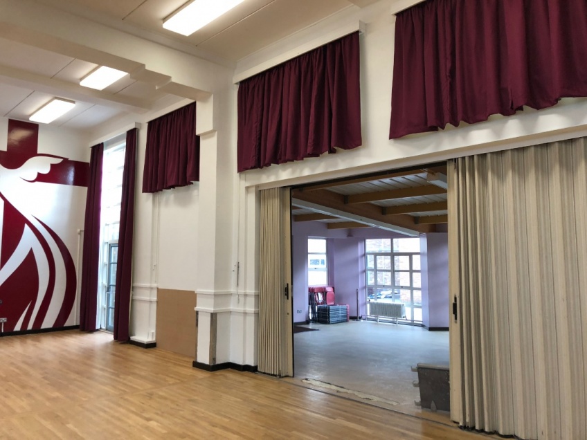 School Hall & Stage Curtains - Nuneaton - Before