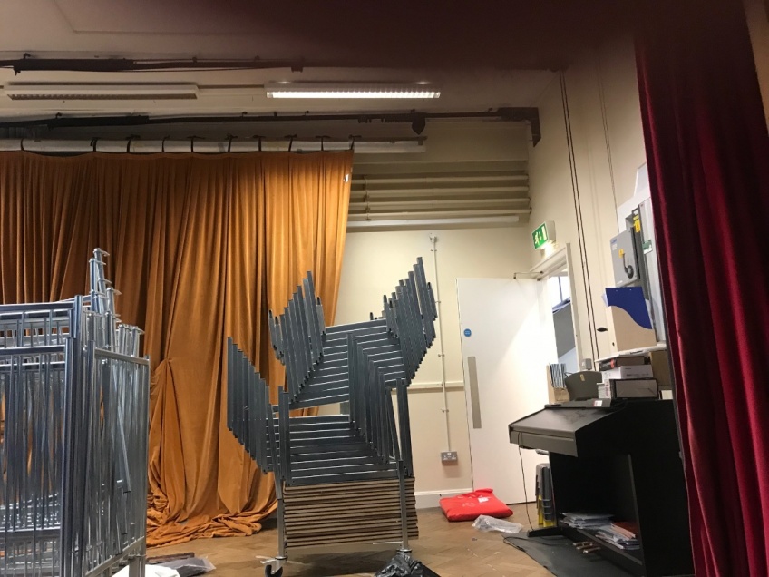 School Hall & Stage Curtains - Hampstead - Before: Stage